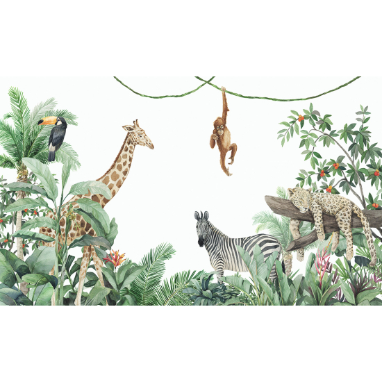 Panoramic Wallpaper - Wall Mural for Children - Jungle Animals