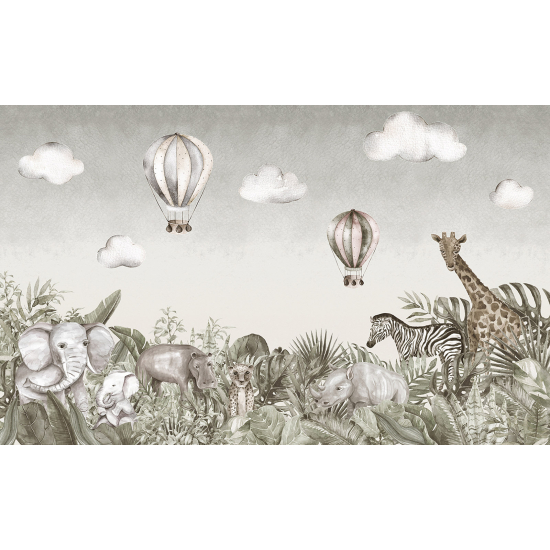 Panoramic Wallpaper - Wall Mural for Children - Jungle Animals