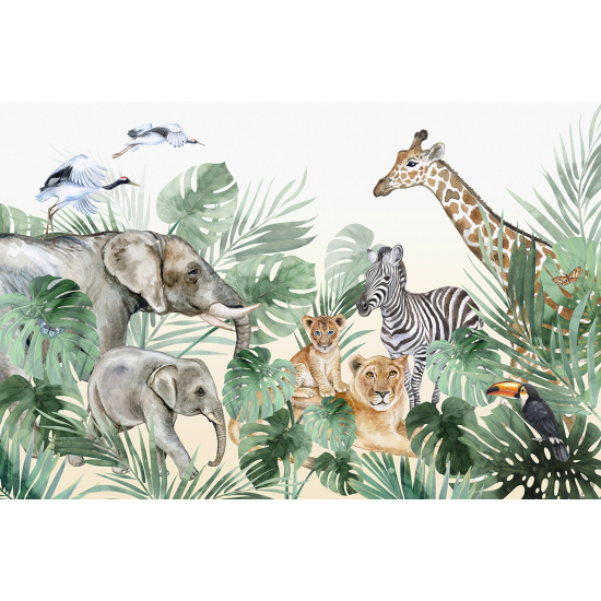 Panoramic Wallpaper - Wall Mural for Children - Jungle Animals