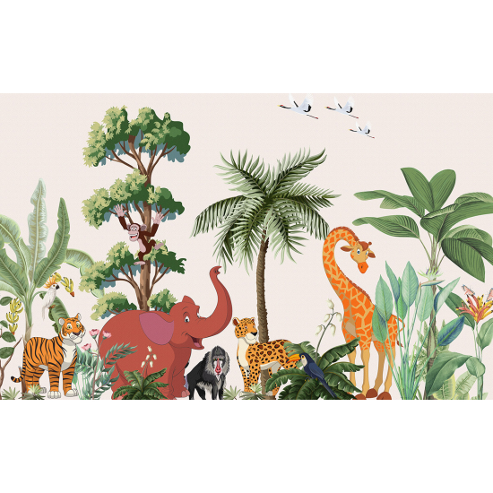 Panoramic Wallpaper - Wall Mural for Children - Jungle Animals