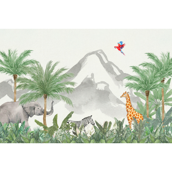 Panoramic Wallpaper - Wall Mural for Children - Jungle Animals