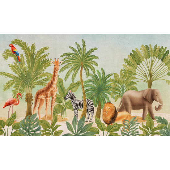 Panoramic Wallpaper - Wall Mural for Children - Jungle Animals