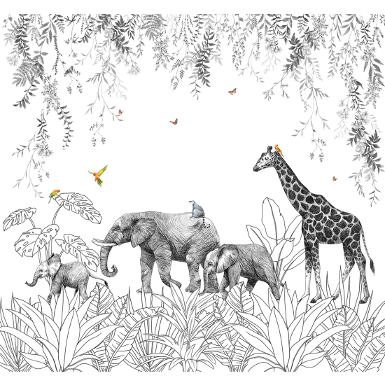 Panoramic Wallpaper - Wall Mural for Children - Jungle Animals