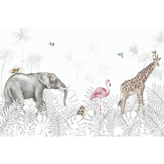 Panoramic Wallpaper - Wall Mural for Children - Jungle Animals