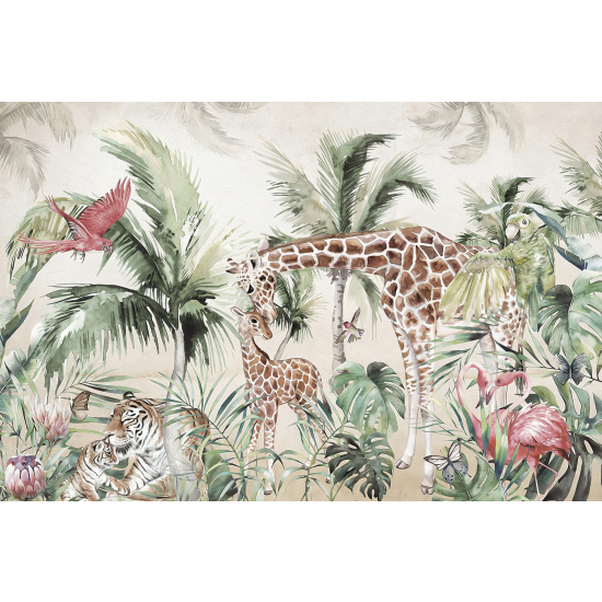 Panoramic Wallpaper - Wall Mural for Children - Jungle Animals