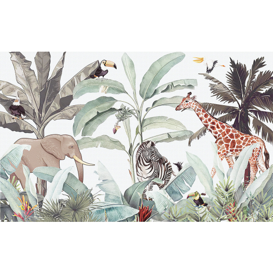 Panoramic Wallpaper - Wall Mural for Children - Jungle Animals