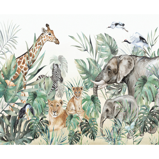 Panoramic Wallpaper - Wall Mural for Children - Jungle Animals