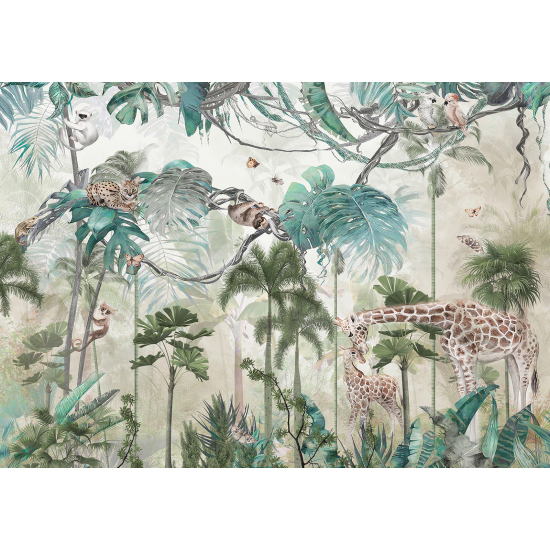 Panoramic Wallpaper - Wall Mural for Children - Jungle Animals