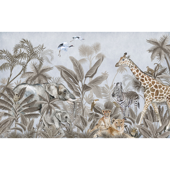 Panoramic Wallpaper - Wall Mural for Children - Jungle Animals