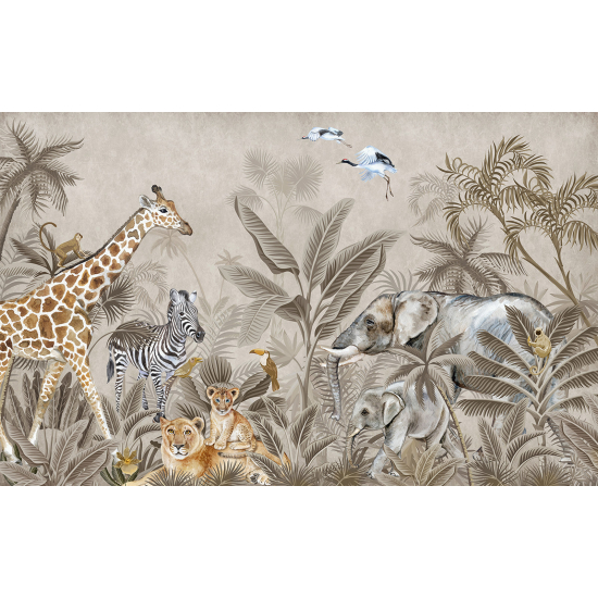 Panoramic Wallpaper - Wall Mural for Children - Jungle Animals