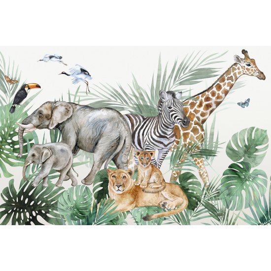 Panoramic Wallpaper - Wall Mural for Children - Jungle Animals