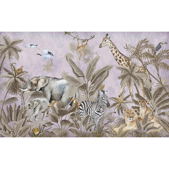 Panoramic Wallpaper - Wall Mural for Children - Jungle Animals