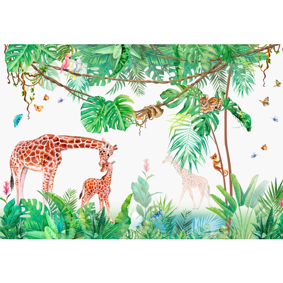 Panoramic Wallpaper - Wall Mural for Children - Jungle Animals