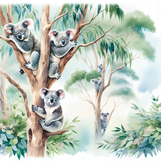 Panoramic Wallpaper - Wall Mural for Children - Koalas