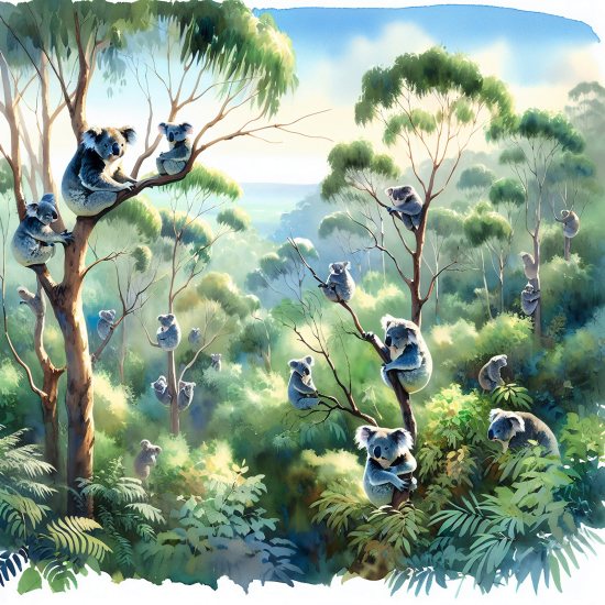 Panoramic Wallpaper - Wall Mural for Children - Koalas