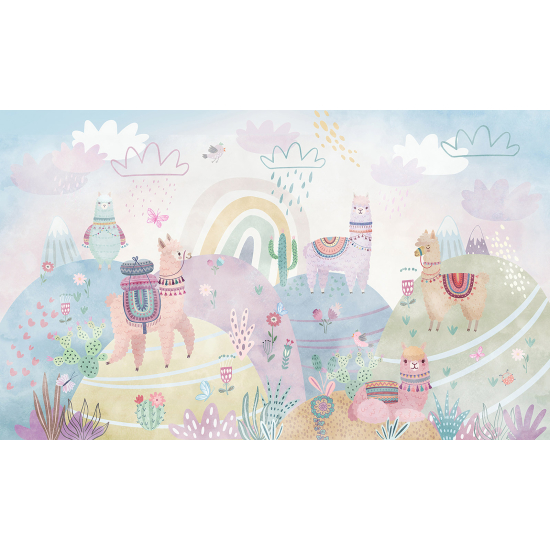 Panoramic Wallpaper - Wall Mural for Children - Llamas