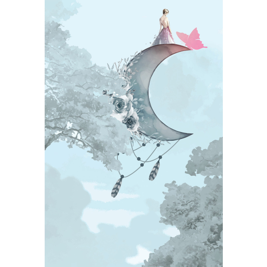 Panoramic Wallpaper - Wall Mural for Children - Moon Fairy