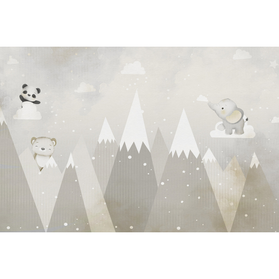 Panoramic Wallpaper - Wall Mural for Children - Mountain Animals