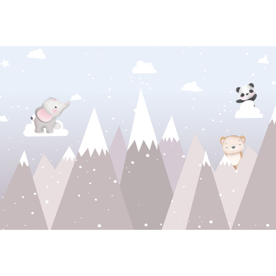 Panoramic Wallpaper - Wall Mural for Children - Mountain Animals