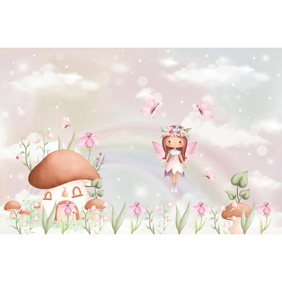 Panoramic Wallpaper - Wall Mural for Children - Mushroom Fairy