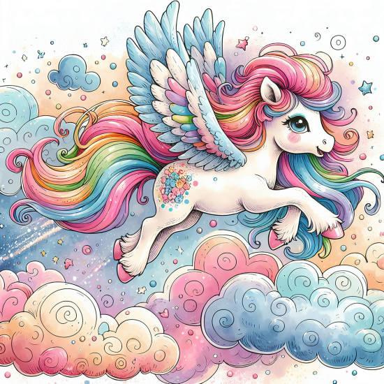 Panoramic Wallpaper - Wall Mural for Children - Unicorn