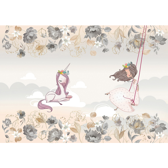 Panoramic Wallpaper - Wall Mural for Children - Unicorn Fairy