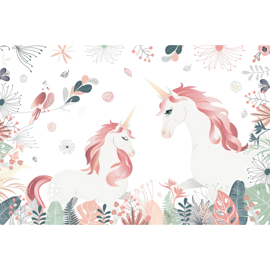 Panoramic Wallpaper - Wall Mural for Children - Unicorns