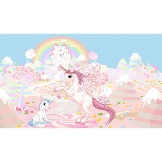 Panoramic Wallpaper - Wall Mural for Children - Unicorns