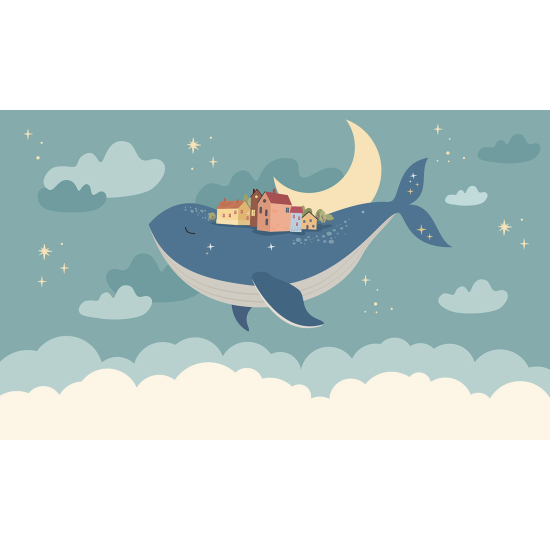 Panoramic Wallpaper - Wall Mural for Children - Whale