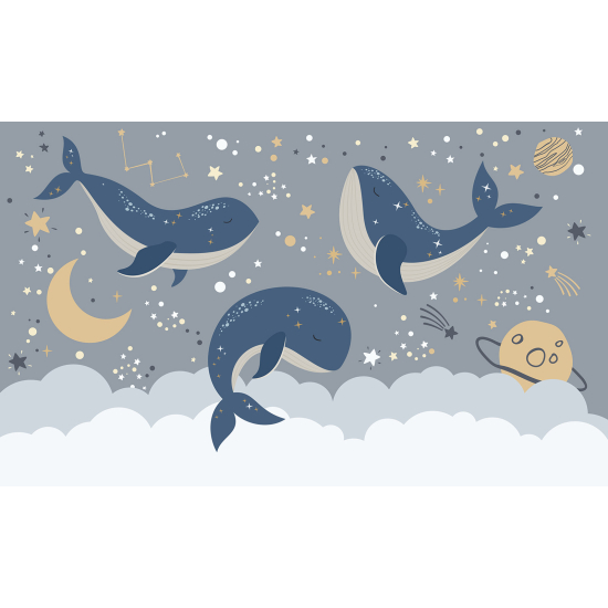 Panoramic Wallpaper - Wall Mural for Children - Whales