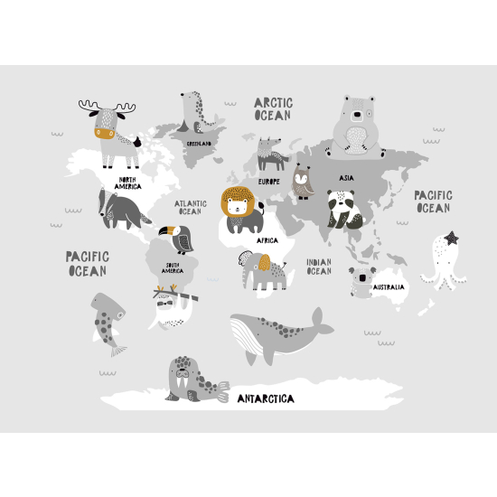 Panoramic Wallpaper - Wall Mural for Children - World Map