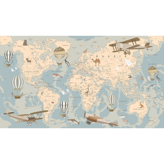 Panoramic Wallpaper - Wall Mural for Children - World Map