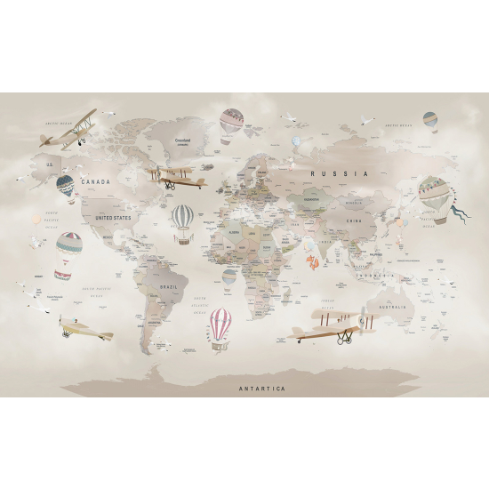 Panoramic Wallpaper - Wall Mural for Children - World Map