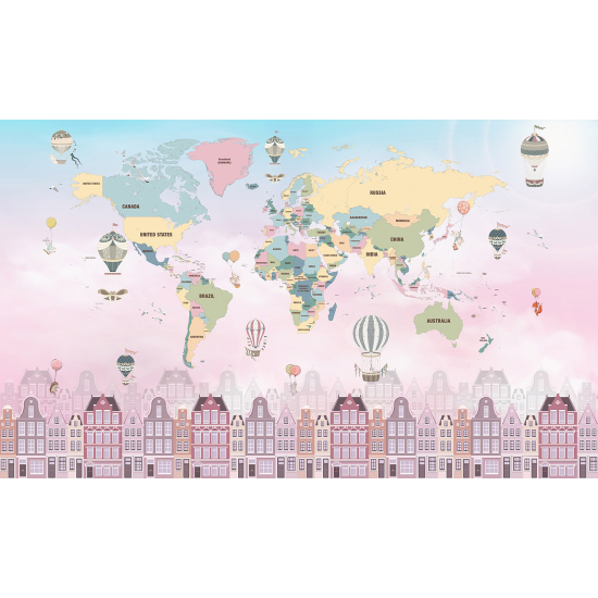 Panoramic Wallpaper - Wall Mural for Children - World Map