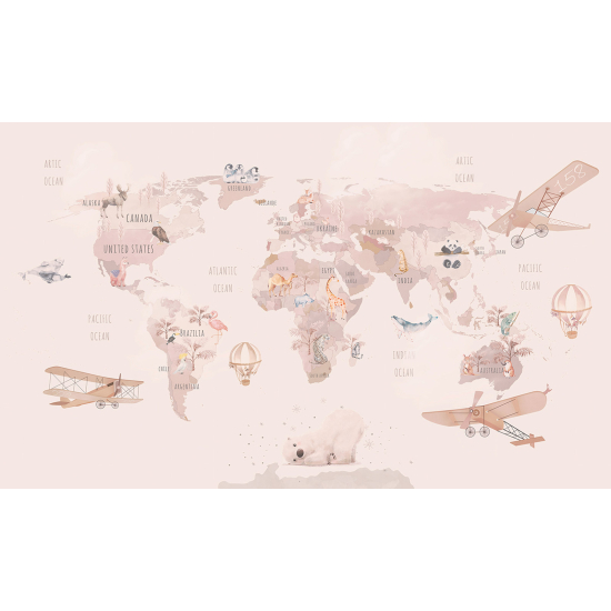 Panoramic Wallpaper - Wall Mural for Children - World Map