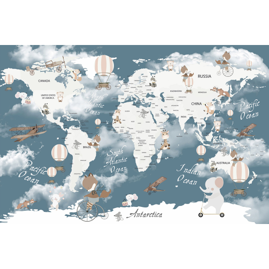 Panoramic Wallpaper - Wall Mural for Children - World Map