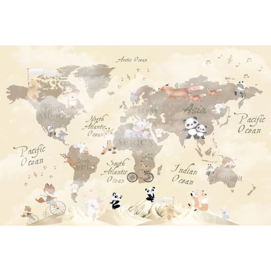 Panoramic Wallpaper - Wall Mural for Children - World Map