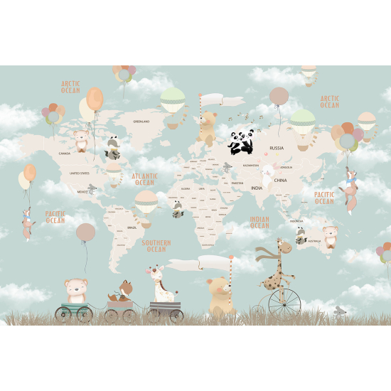 Panoramic Wallpaper - Wall Mural for Children - World Map