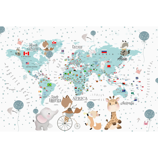 Panoramic Wallpaper - Wall Mural for Children - World Map