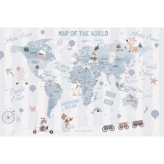 Panoramic Wallpaper - Wall Mural for Children - World Map