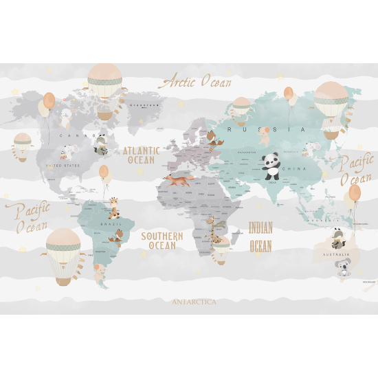 Panoramic Wallpaper - Wall Mural for Children - World Map