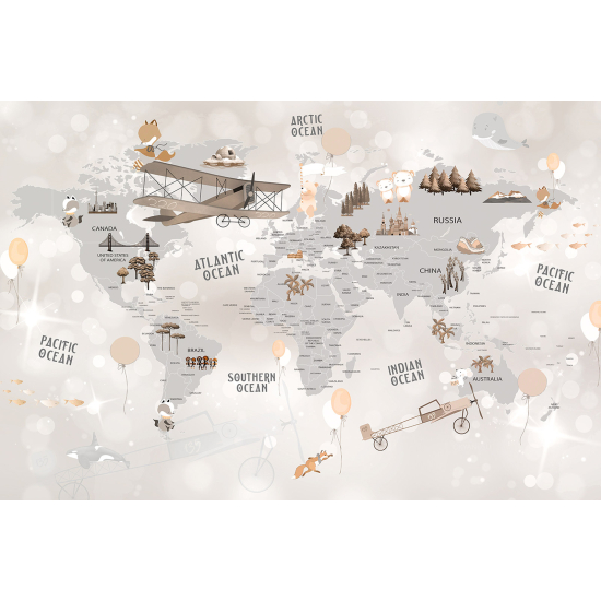 Panoramic Wallpaper - Wall Mural for Children - World Map