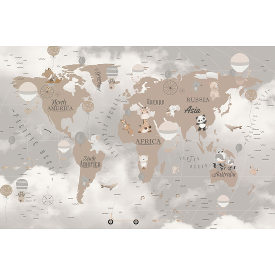 Panoramic Wallpaper - Wall Mural for Children - World Map