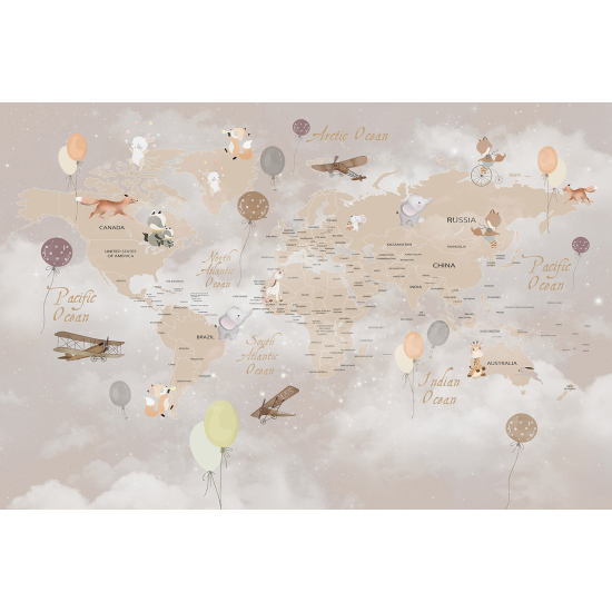 Panoramic Wallpaper - Wall Mural for Children - World Map