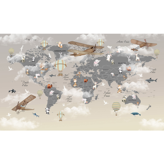 Panoramic Wallpaper - Wall Mural for Children - World Map