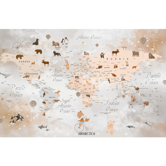 Panoramic Wallpaper - Wall Mural for Children - World Map