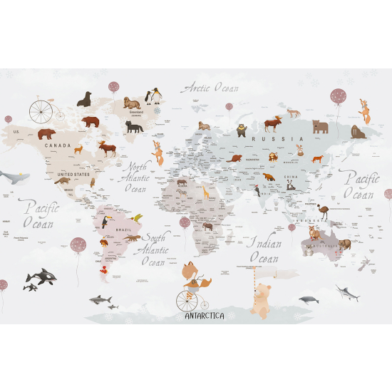 Panoramic Wallpaper - Wall Mural for Children - World Map