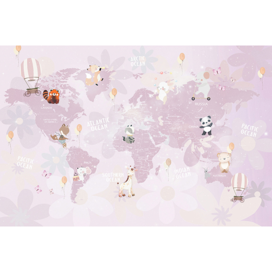 Panoramic Wallpaper - Wall Mural for Children - World Map