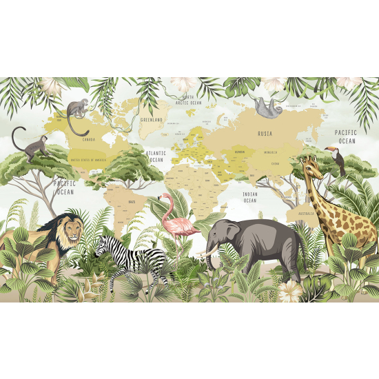 Panoramic Wallpaper - Wall Mural for Children - World Map