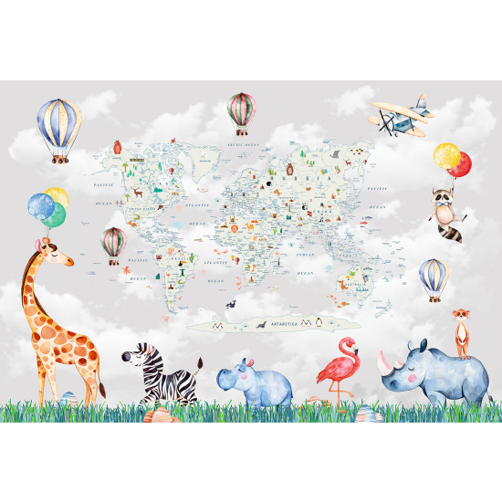 Panoramic Wallpaper - Wall Mural for Children - World Map